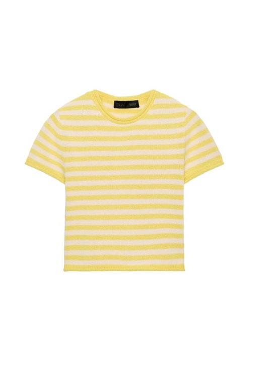 Zara Tops - Zara Striped Yellow and White Knit Crop Top - Women's